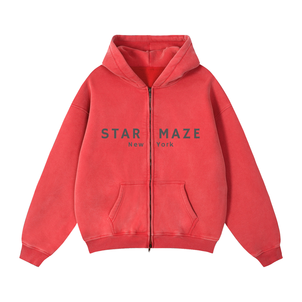 " Big Star " Full-Zip Boxy Fleece Hoodie