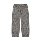 Unisex Vintage Wash Leopard Wide Leg Jeans
