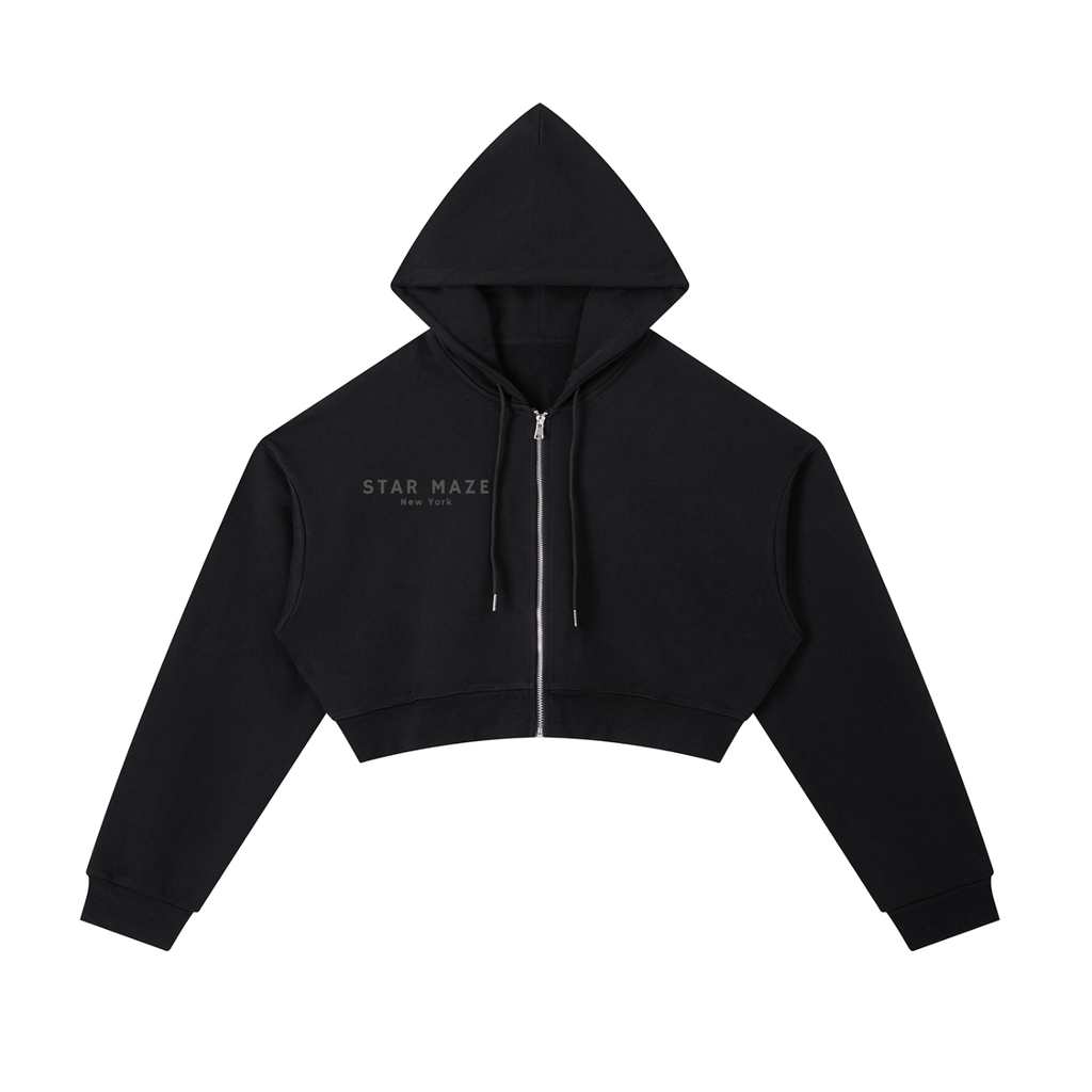 Cropped Zip-Up Hoodie