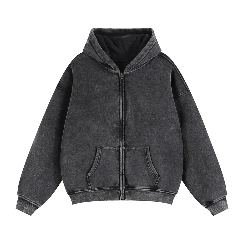 Zip-Through Boxy Fleece Hoodie
