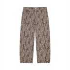Unisex Vintage Wash Leopard Wide Leg Jeans