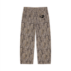Unisex Vintage Wash Leopard Wide Leg Jeans