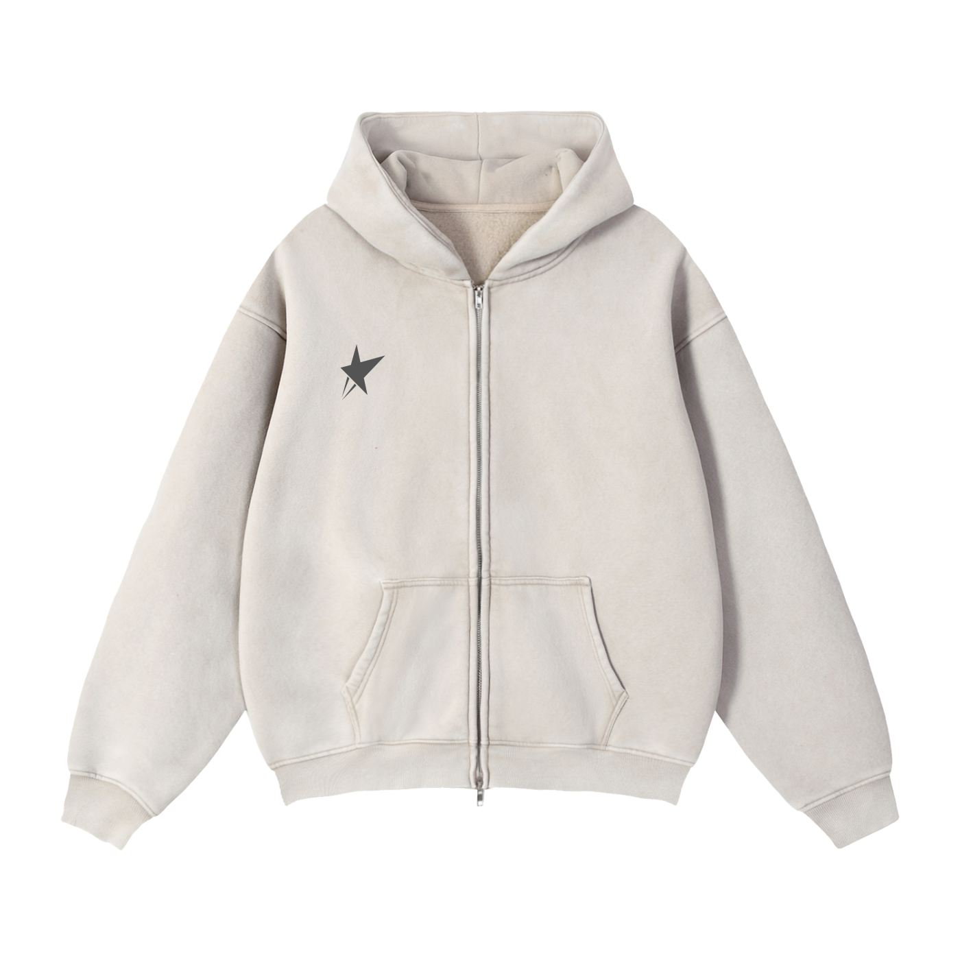 Zip-Through Boxy Fleece Hoodie