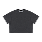 Unisex Boxy Plaid-Lined Double-Face T-Shirt