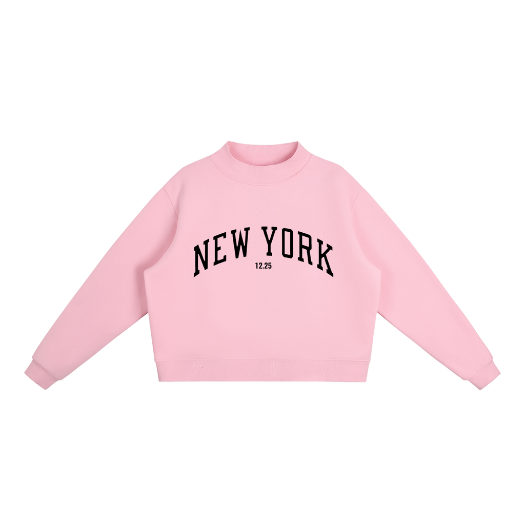 Essential Fleece Mock-Neck Crew Sweatshirt