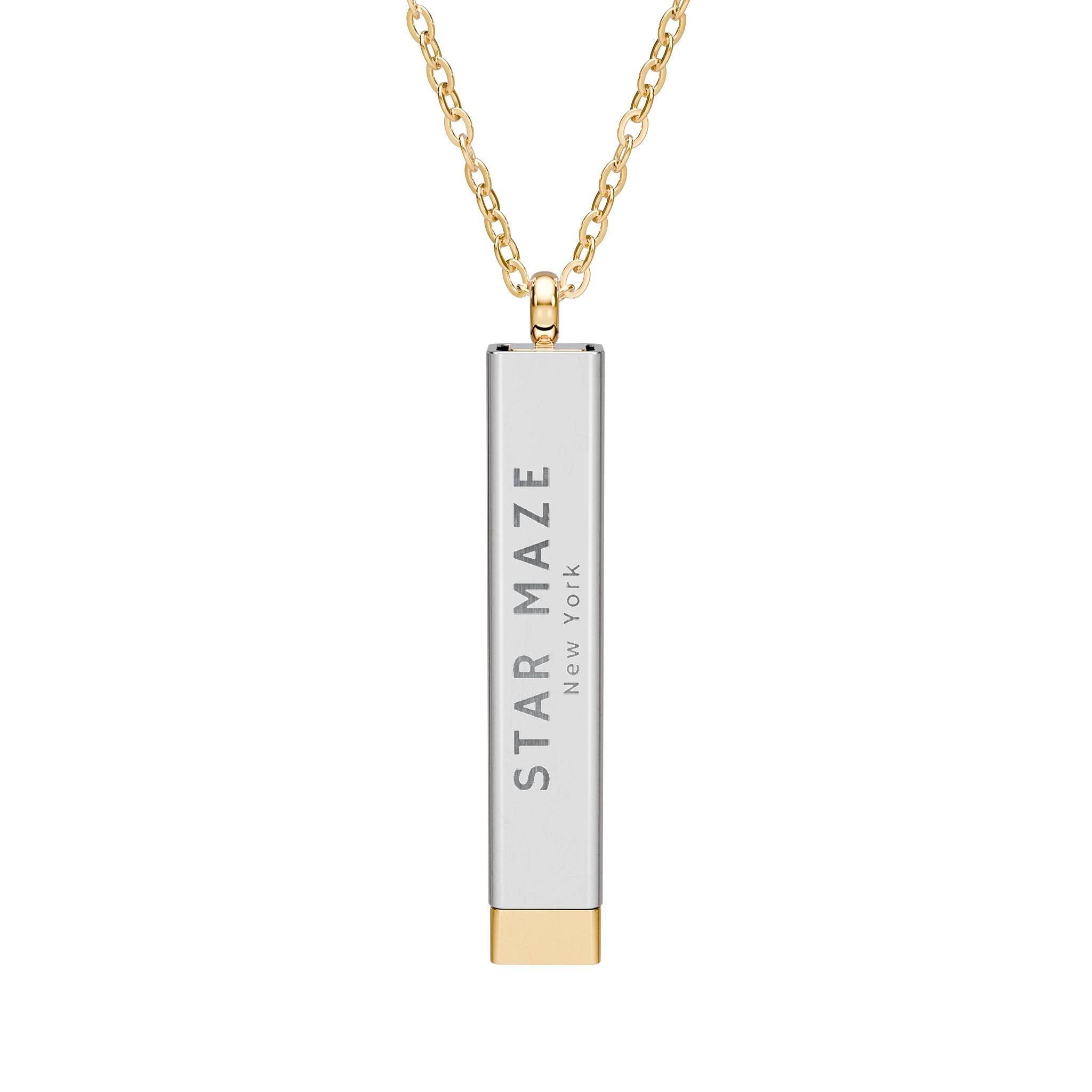 Star Maze 18k gold coated Hidden Message Bar Necklace (Engraved)