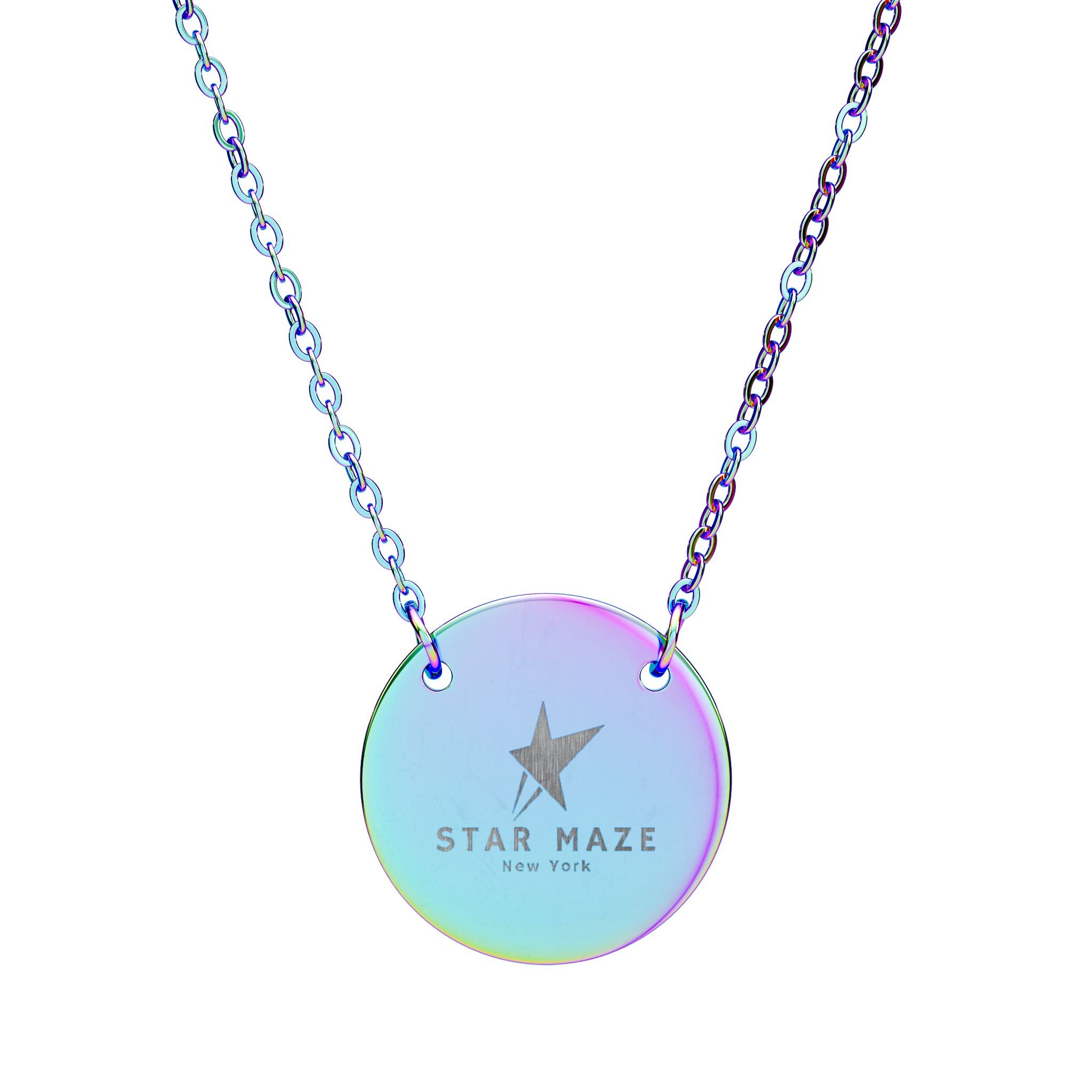 Star Maze NY circle necklace (Engraved)