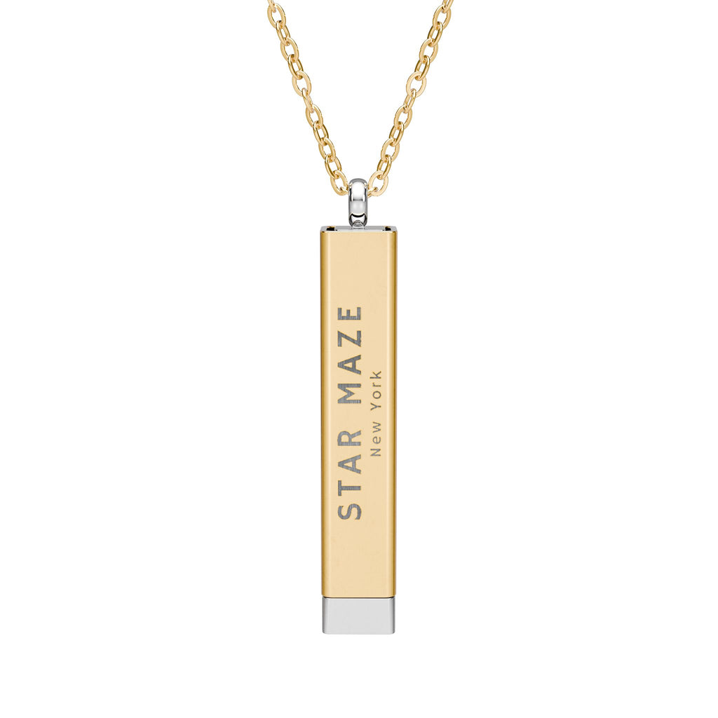 Star Maze 18k gold coated Hidden Message Bar Necklace (Engraved)
