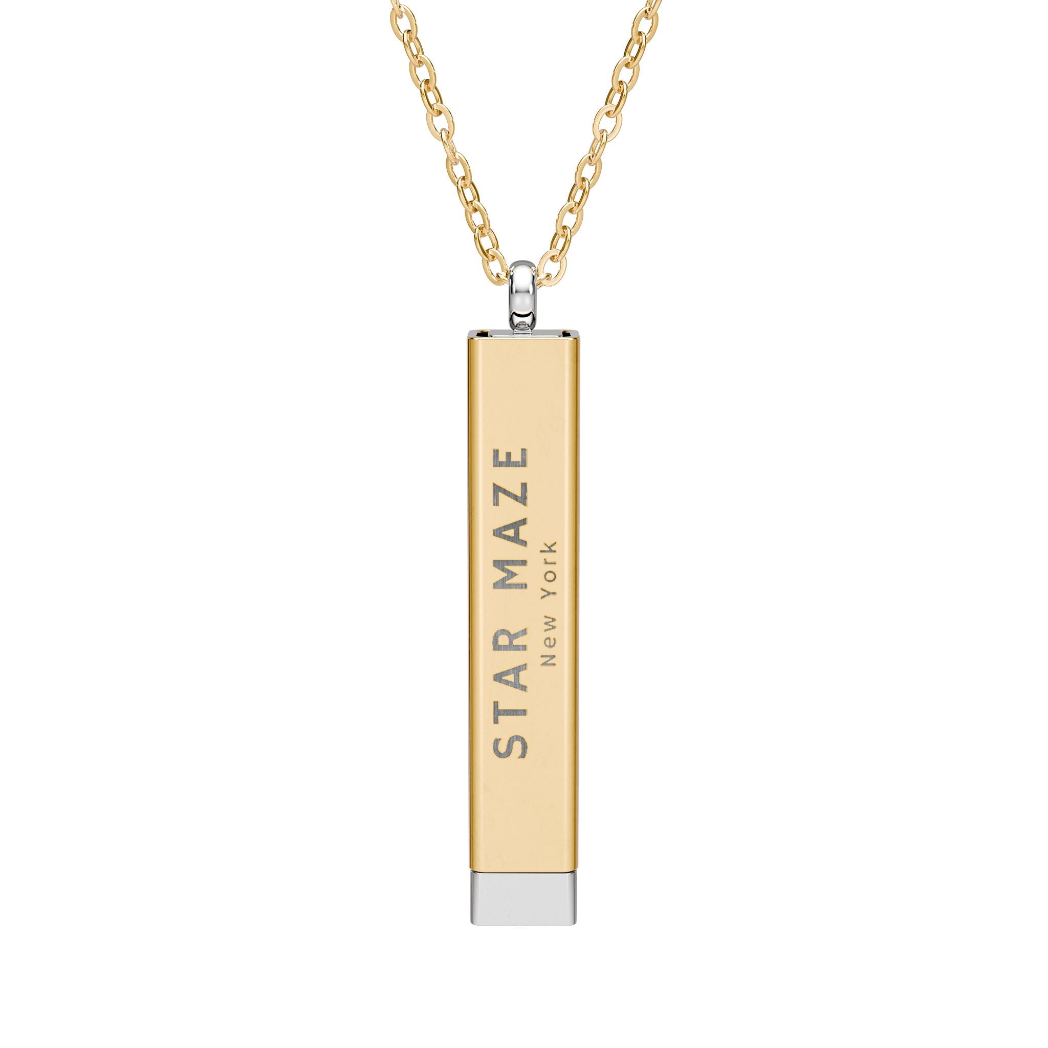 Star Maze 18k gold coated Hidden Message Bar Necklace (Engraved)