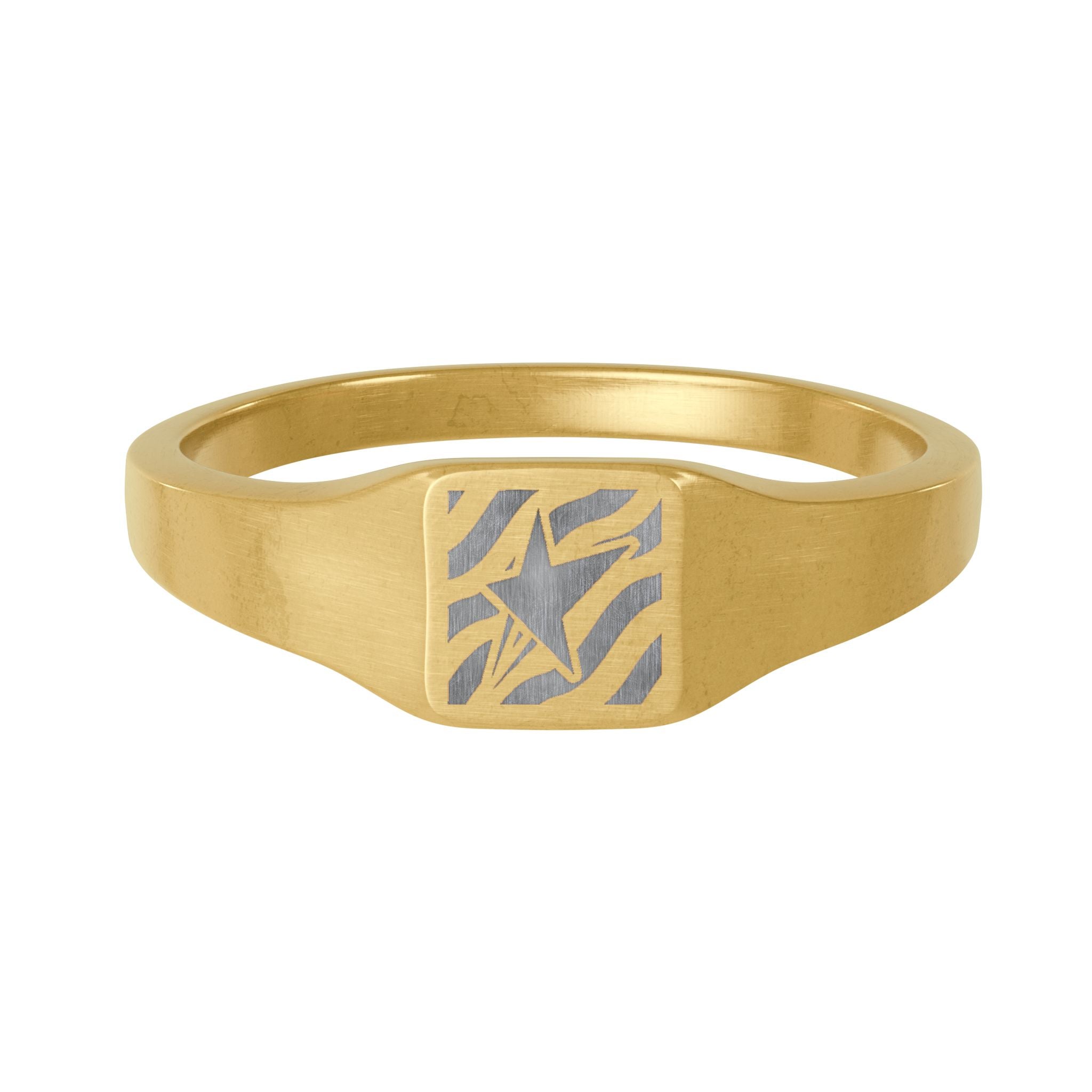 Star Wave 18k gold coated square ring (engraved)