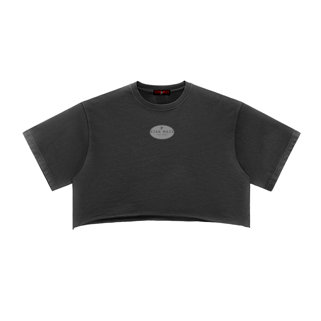 Snow Washed Raw Edge Crop Top
