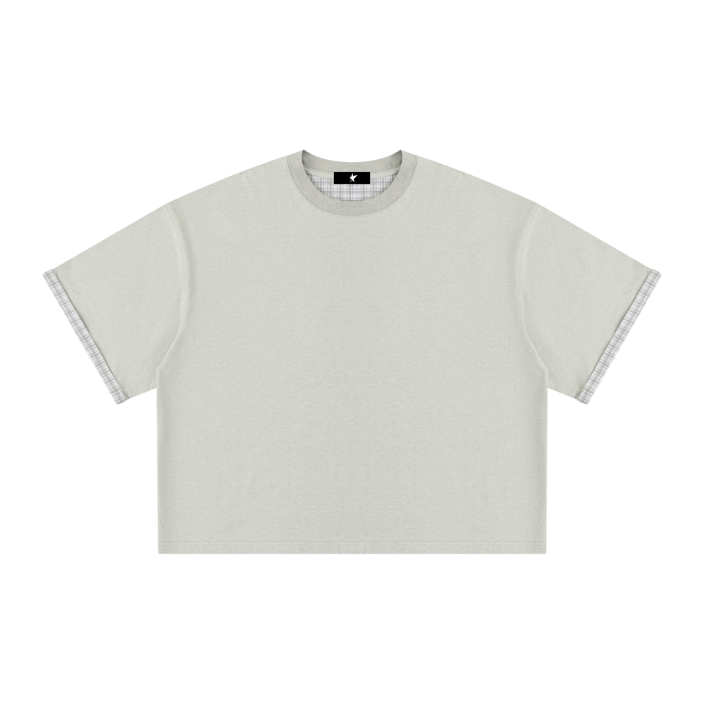 Unisex Boxy Plaid-Lined Double-Face T-Shirt