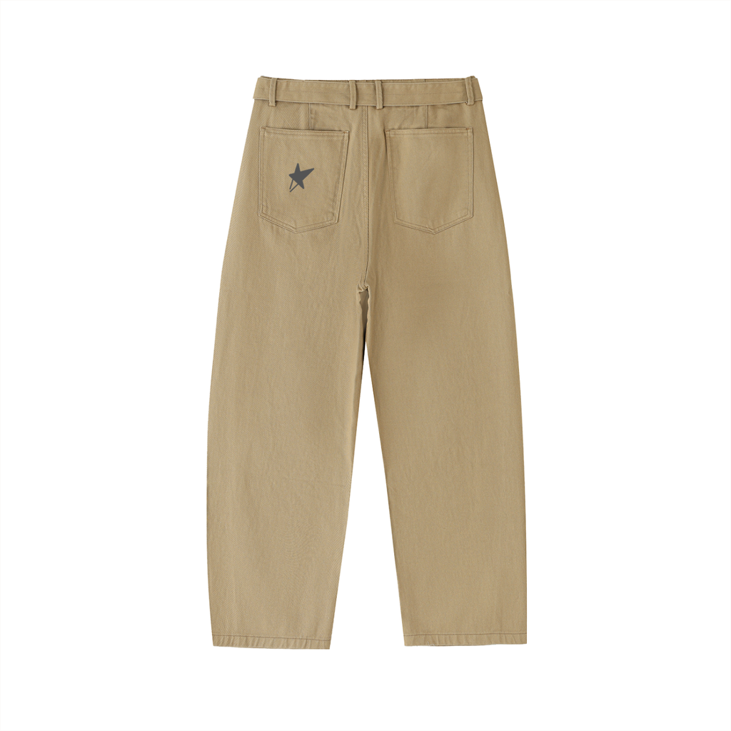 Belted Barrel-leg Chino Pants