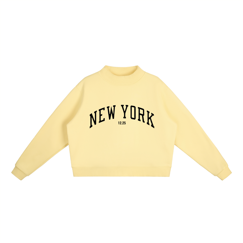 Essential Fleece Mock-Neck Crew Sweatshirt