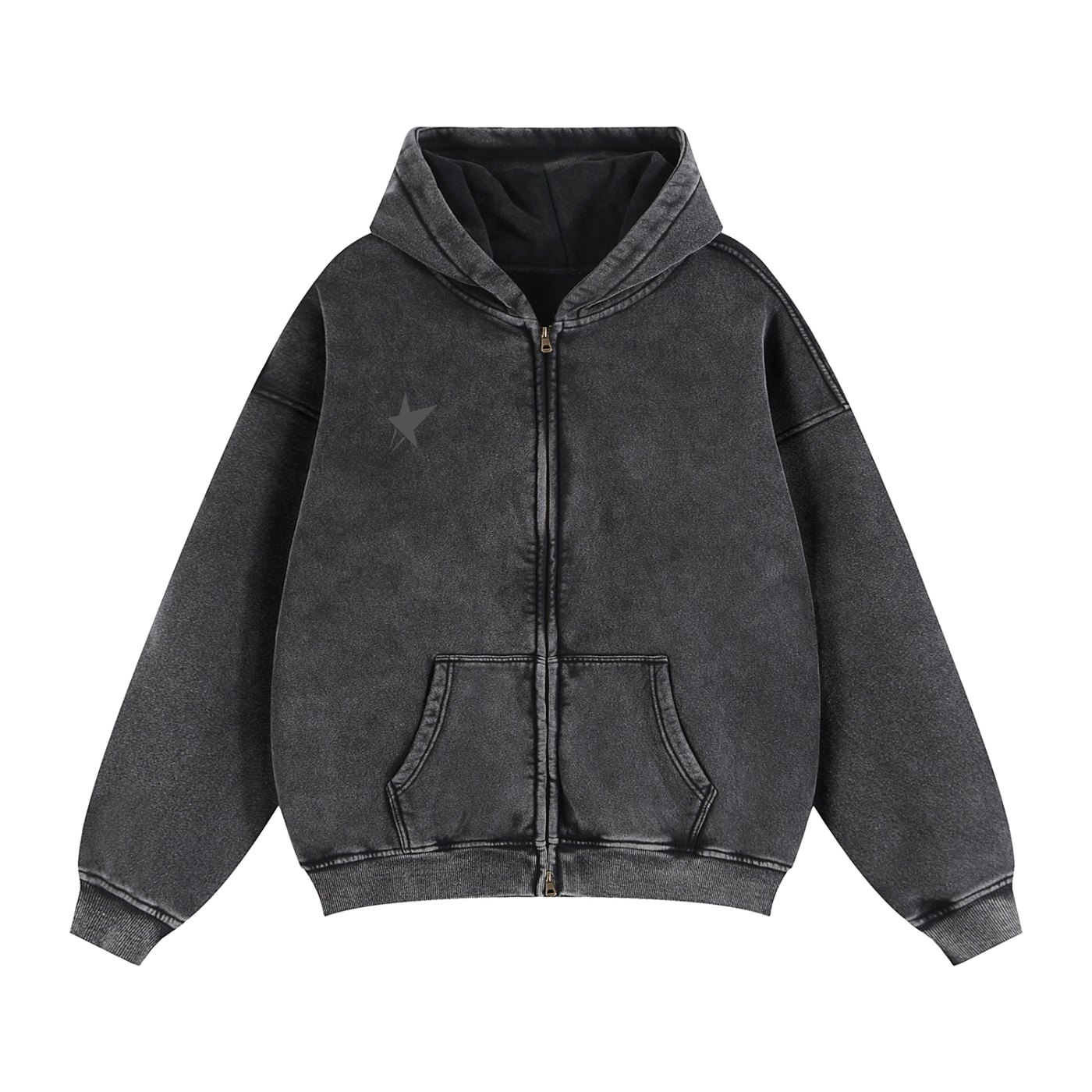 Zip-Through Boxy Fleece Hoodie