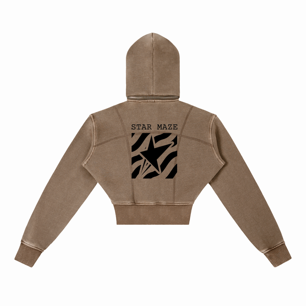 Vintage Washed Cropped Fleece Hoodie