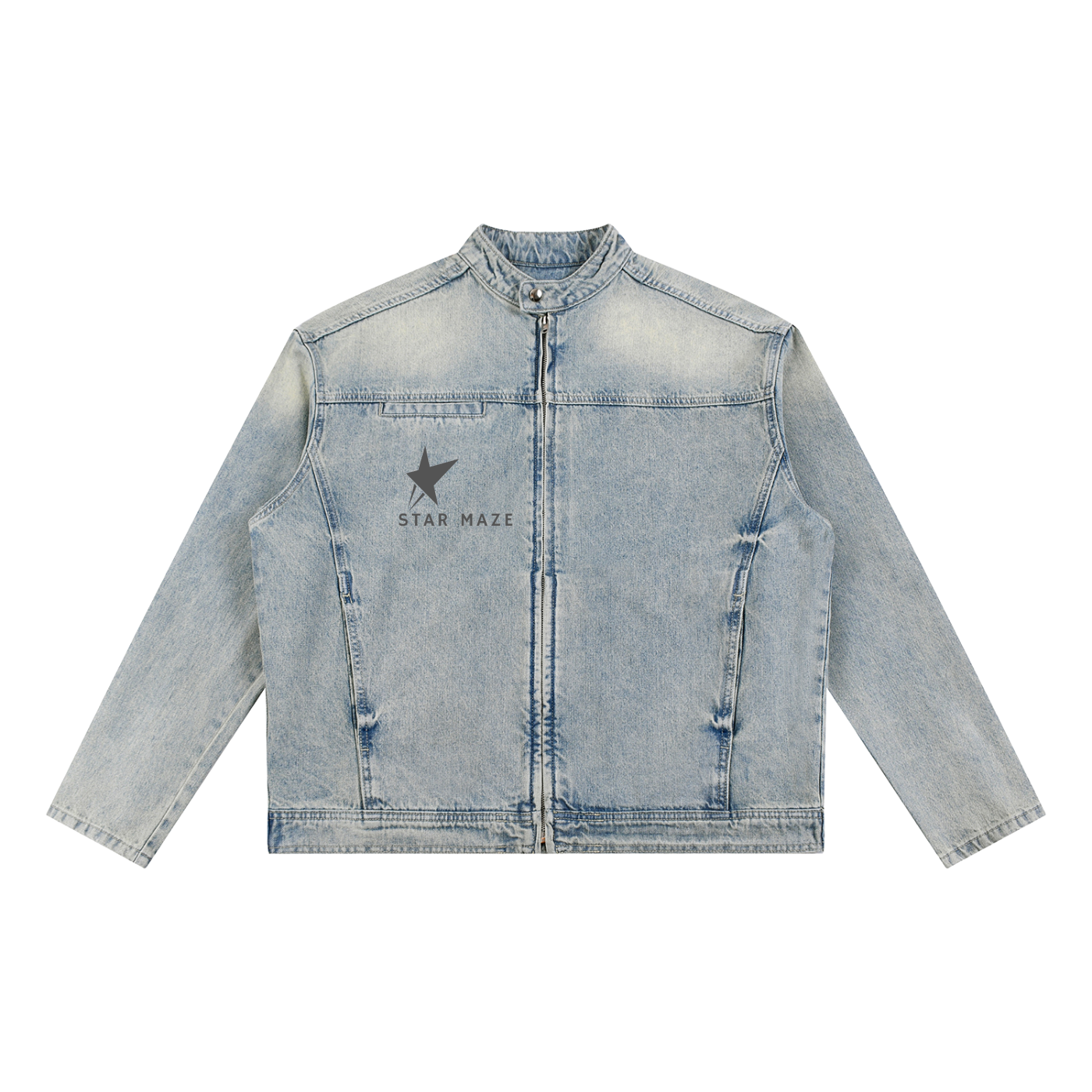 Vintage Wash Zip Denim Jacket