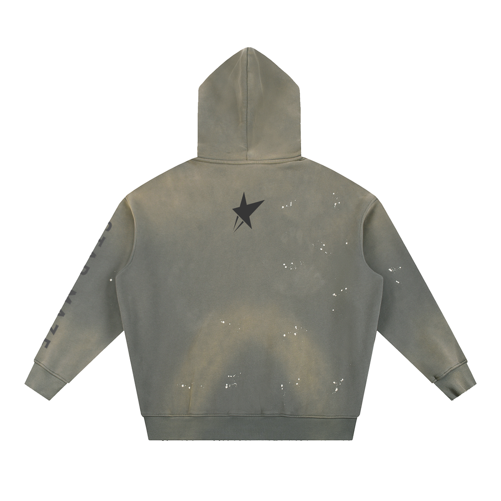 Vintage Washed Frayed Fleece Hoodie