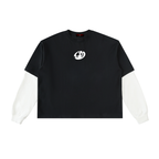 Layered Contrast Sleeve Cotton T-Shirt