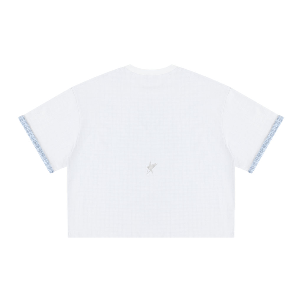 Unisex Boxy Plaid-Lined Double-Face T-Shirt