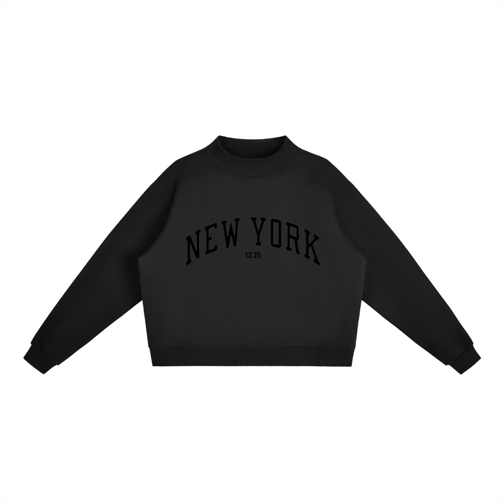 Essential Fleece Mock-Neck Crew Sweatshirt
