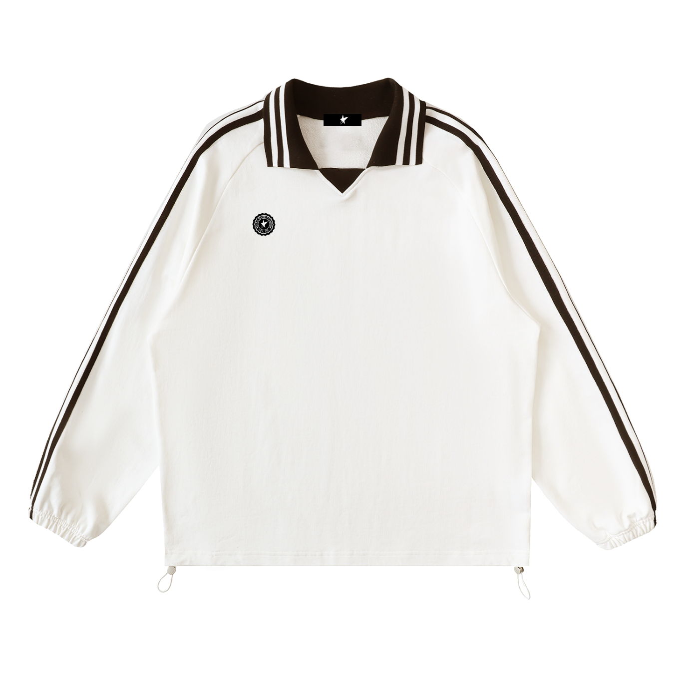 Contrast Striped Lapel Collar Sweatshirt