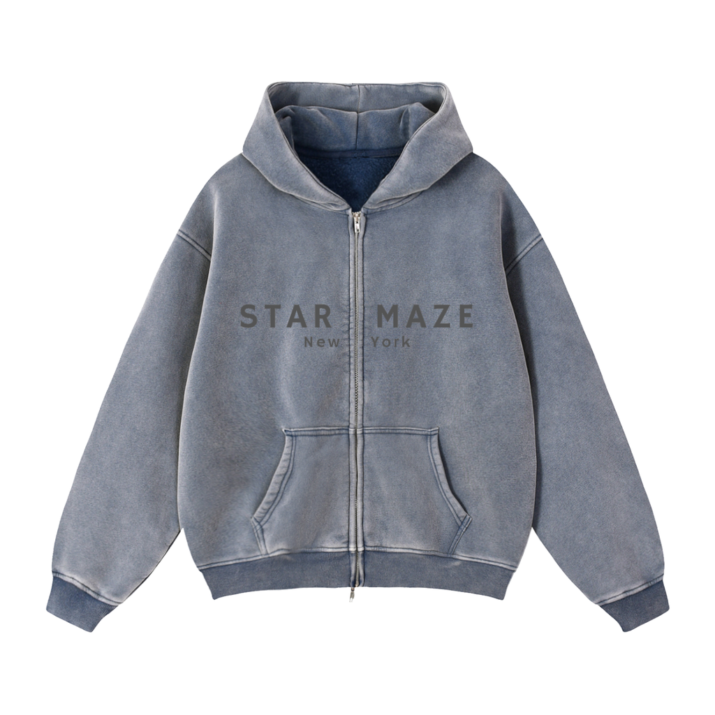 " Big Star " Full-Zip Boxy Fleece Hoodie