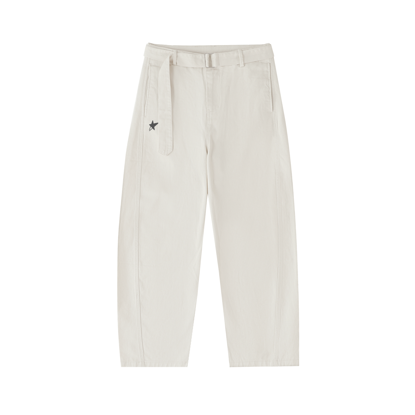 Belted Barrel-leg Chino Pants