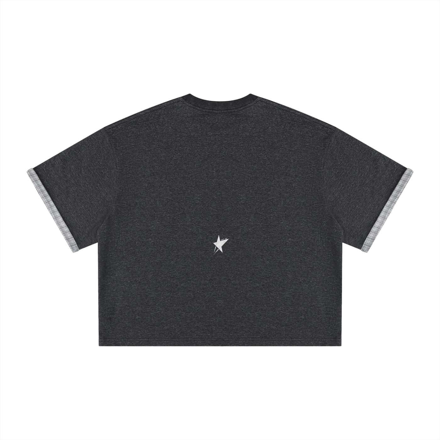 Unisex Boxy Plaid-Lined Double-Face T-Shirt