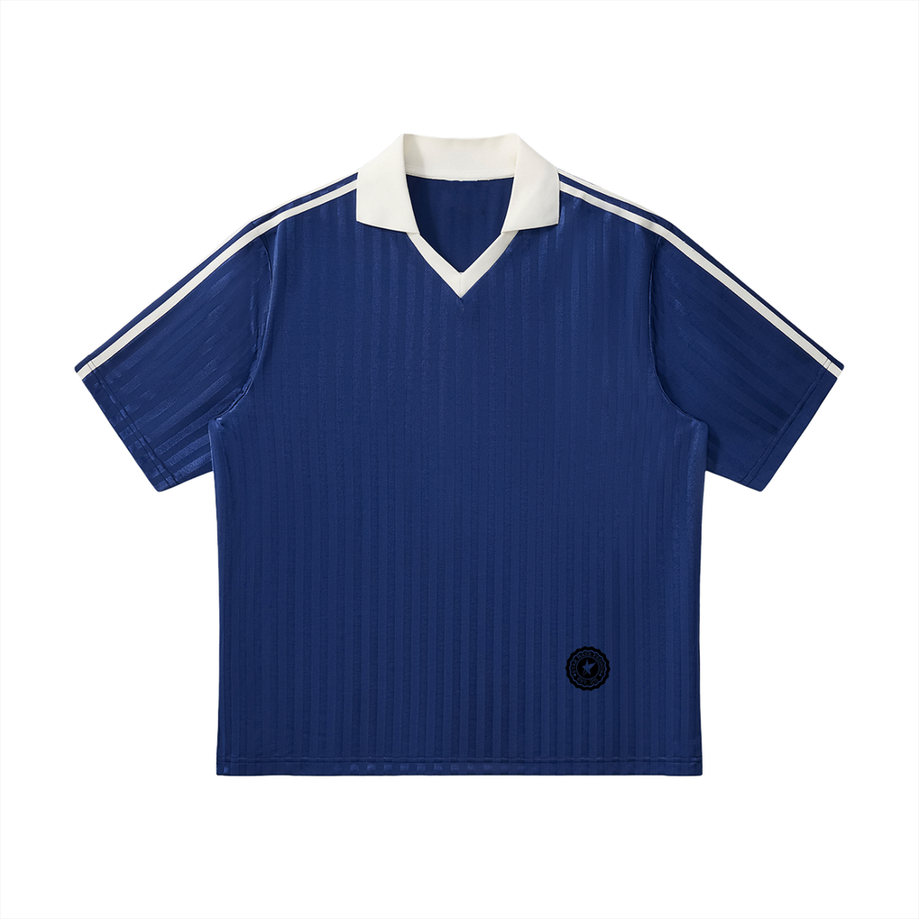 Contrast Collar Striped Soccer Jersey