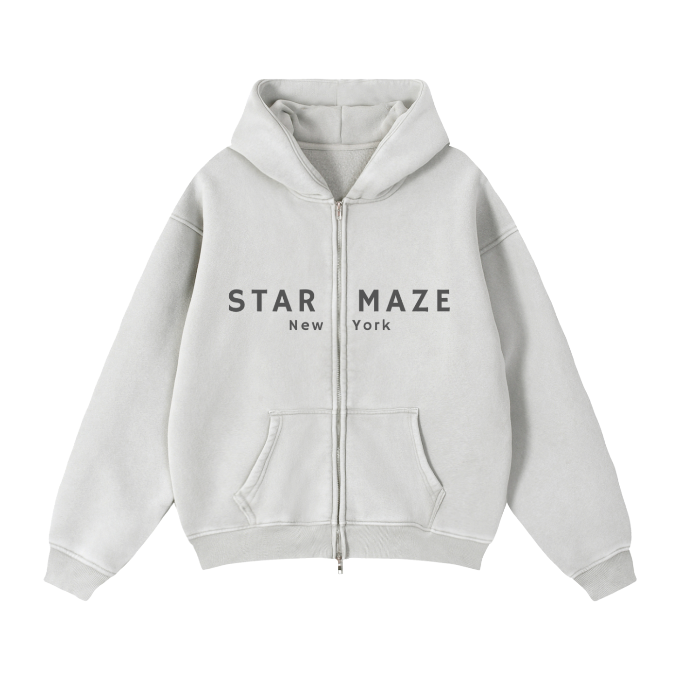 Zip-Through Boxy Fleece Hoodie