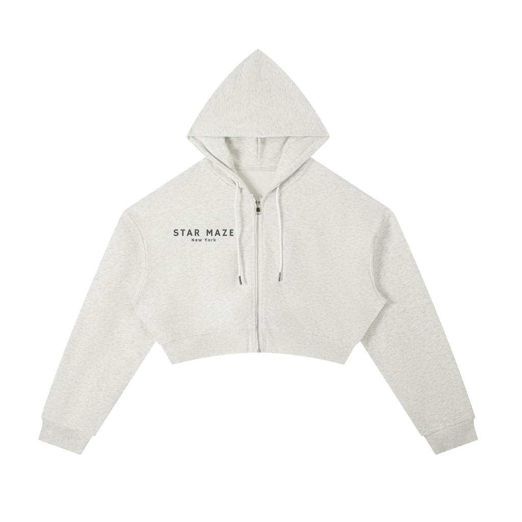 Essential Cropped Zip-Up Hoodie