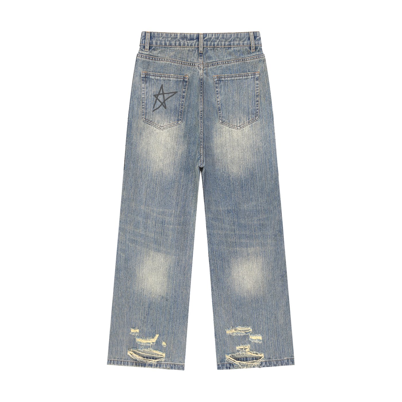 Vintage Wash Distressed Denim Jeans
