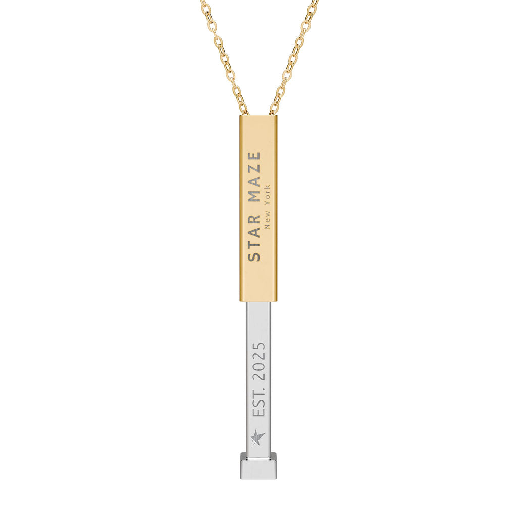 Star Maze 18k gold coated Hidden Message Bar Necklace (Engraved)