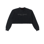 Snow Washed Raw Edge Cropped Sweatshirt