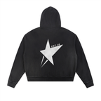 Sun Fade Frayed Raw Edge Fleece Zip Hoodie