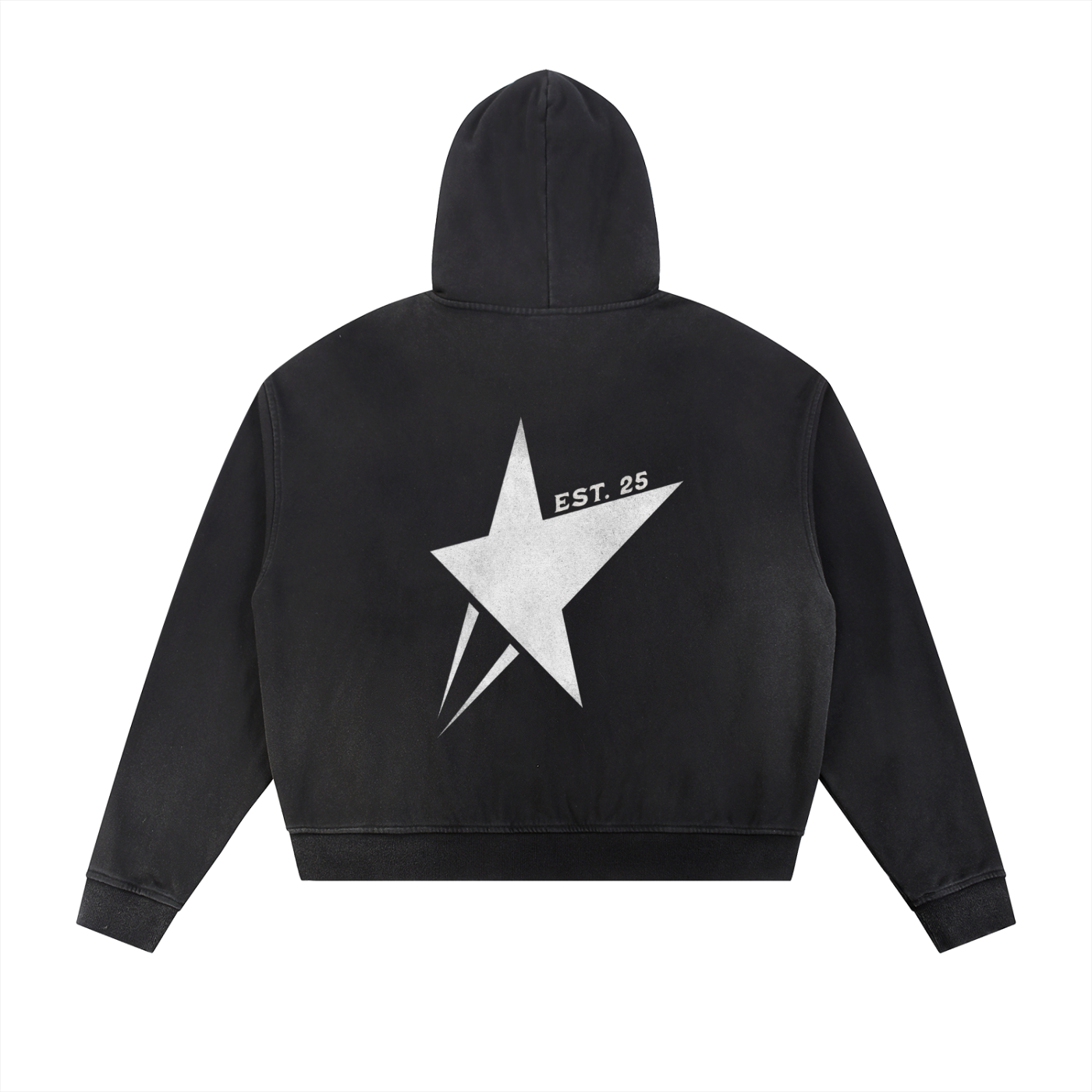 Sun Fade Frayed Raw Edge Fleece Zip Hoodie