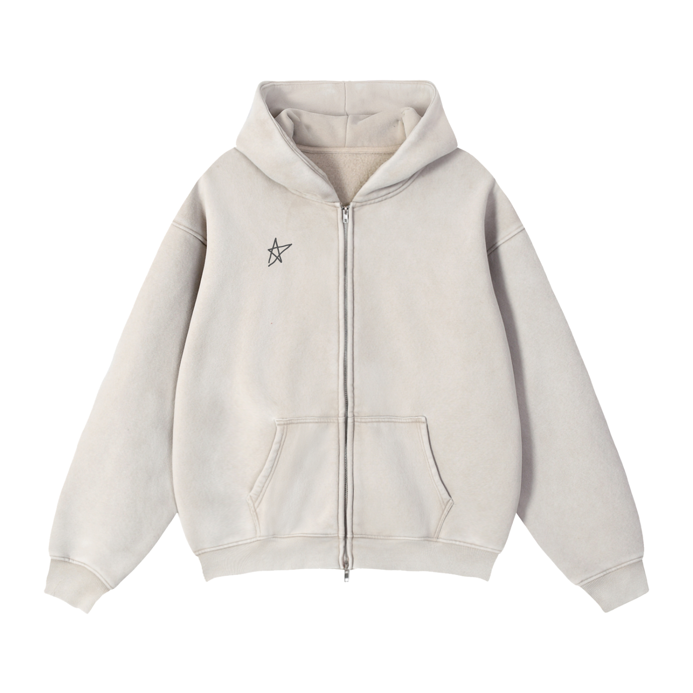 Zip-Through Boxy Fleece Hoodie