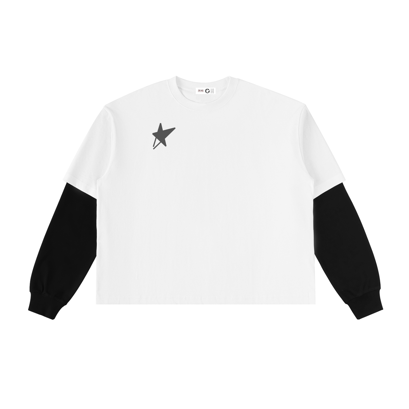 Layered Contrast Sleeve Cotton T-Shirt