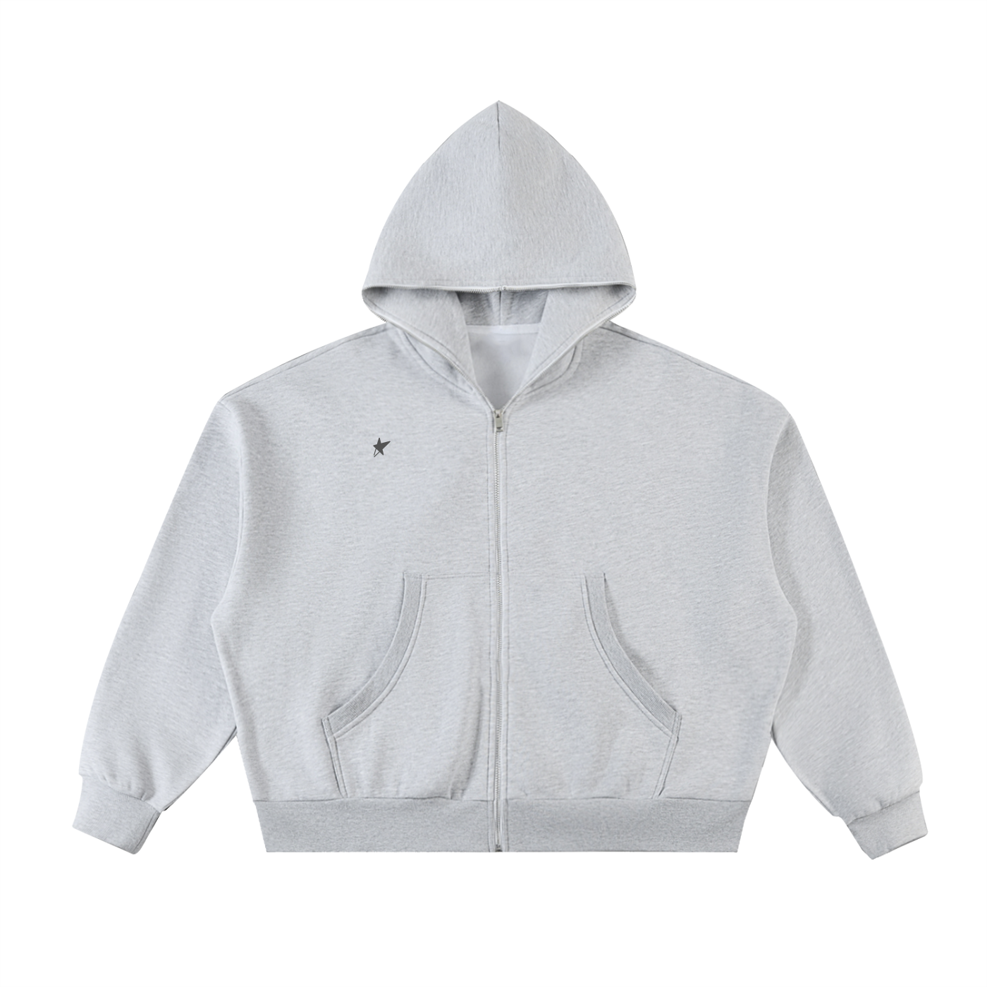 Fleeced Full-Zip Boxy Hoodie