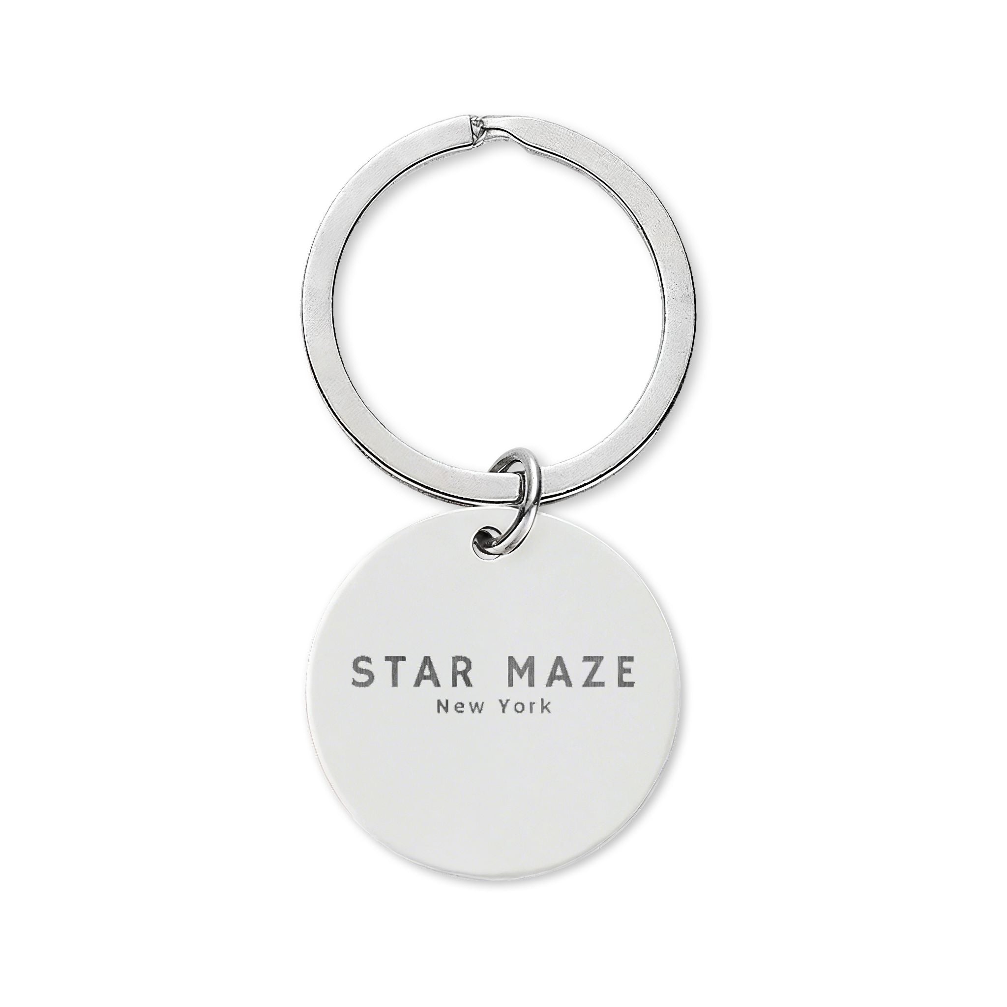 Star Maze stainless Steel Round Keychain (Engraved)