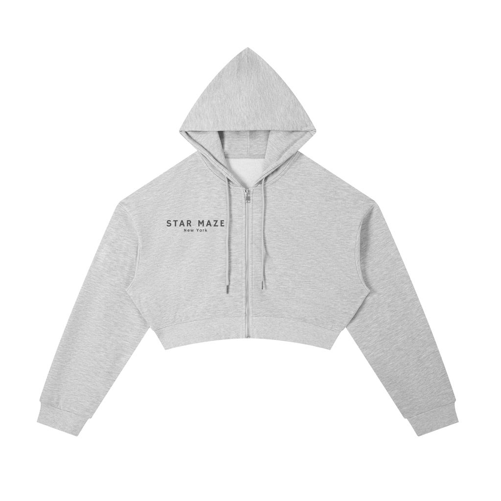 Essential Cropped Zip-Up Hoodie