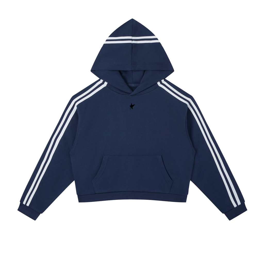 Contrast Side Stripe Cropped Hoodie