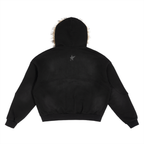 Sun Fade Boxy Detachable Fur Hoodie