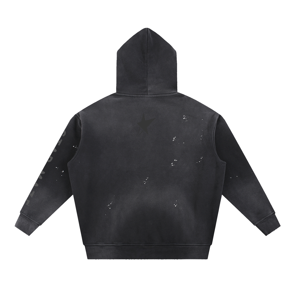 Vintage Washed Frayed Fleece Hoodie