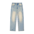 Sun Fade Raw Hem Denim Jeans
