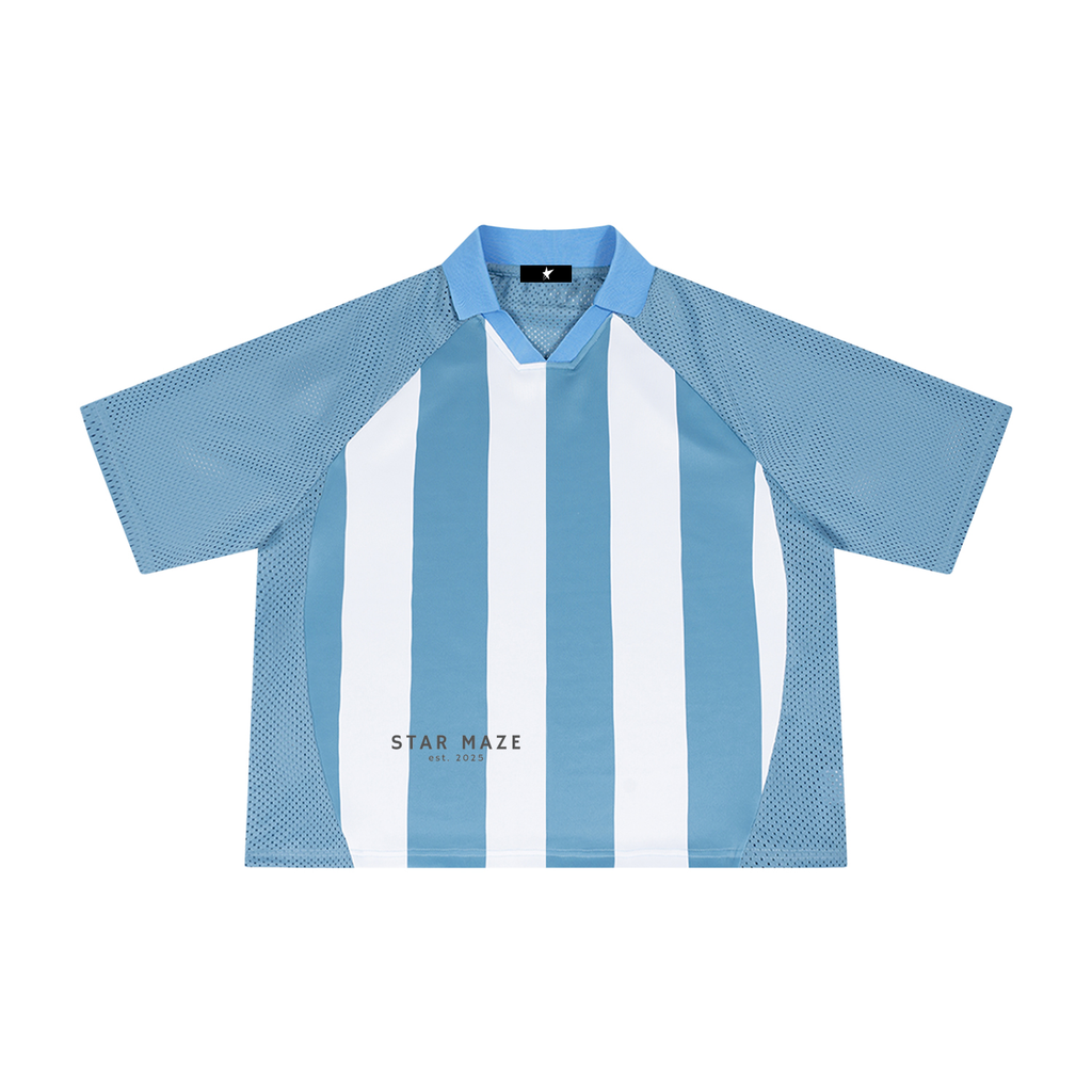 Unisex Striped Mesh Boxy Soccer Jersey