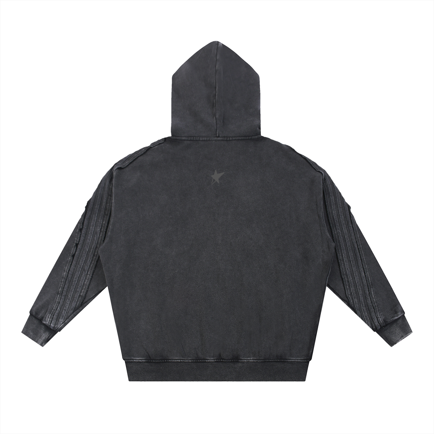 Snow Washed Tape Raw Edge Zip Hoodie
