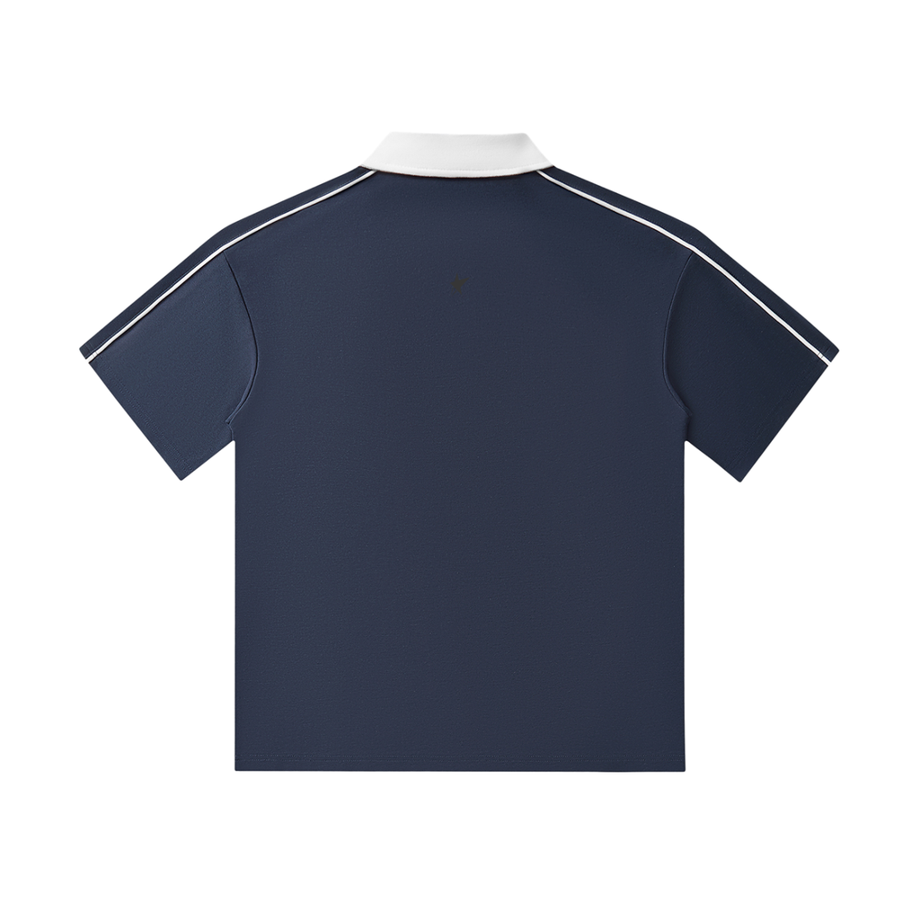Contrast Collar Short-Sleeve Polo Shirt