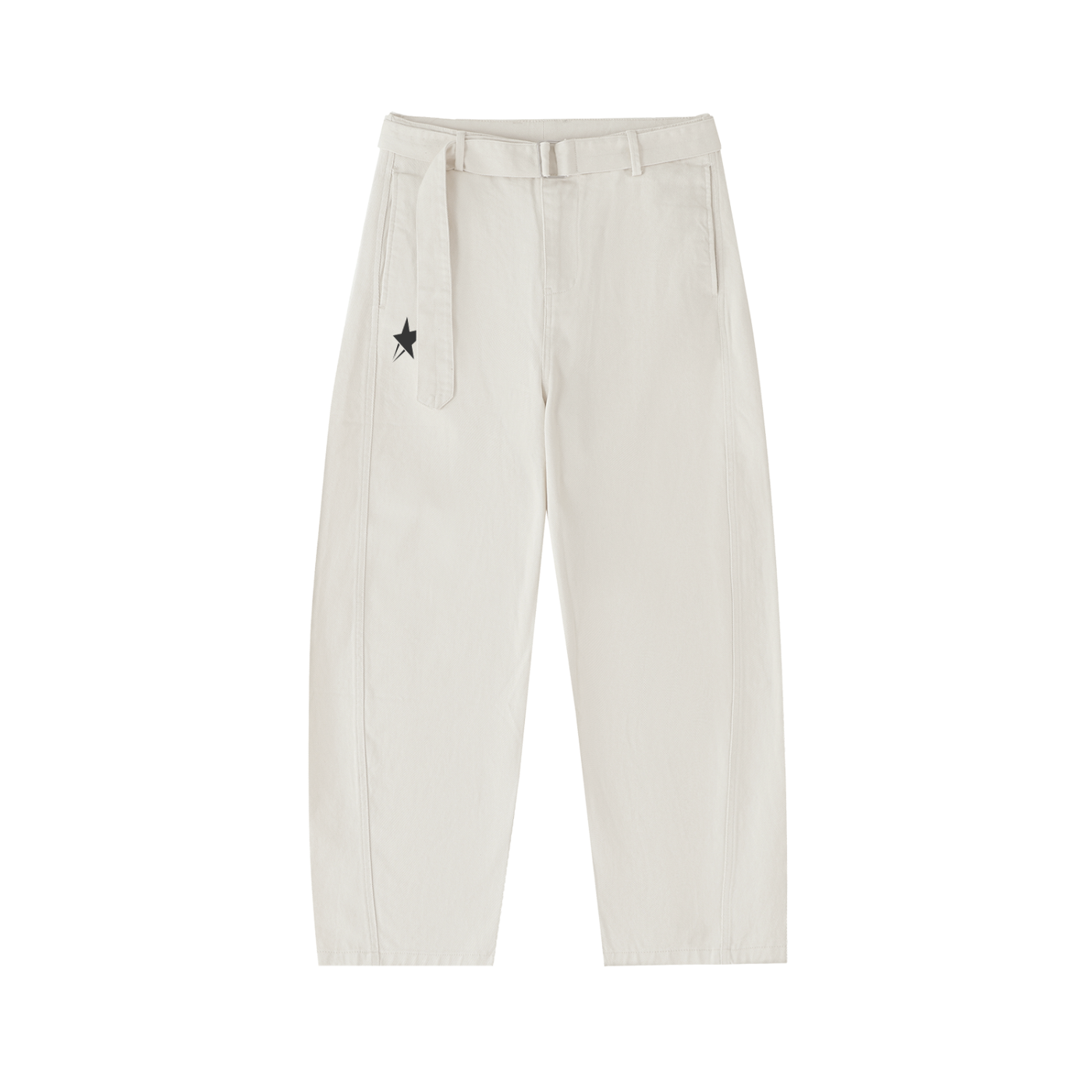 Belted Barrel-leg Chino Pants